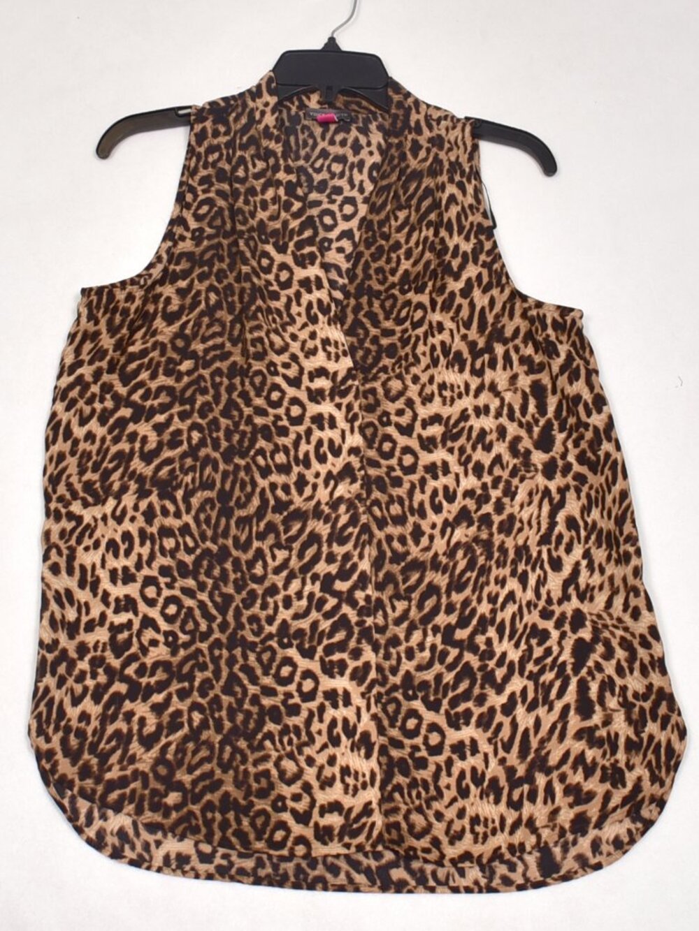 Vince Camuto Blouse Small Brown Black Leopard Animal Print Lightweight